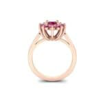 Lotus Oval Cluster Halo Ruby Ring (1.36 CTW) Side View