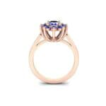 Lotus Oval Cluster Halo Blue Sapphire Ring (1.36 CTW) Side View