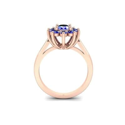 Lotus Oval Cluster Halo Blue Sapphire Ring (1.36 CTW) Side View