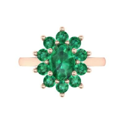 Lotus Oval Cluster Halo Emerald Ring (1.36 CTW) Top Flat View