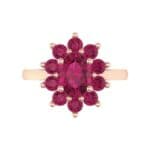 Lotus Oval Cluster Halo Ruby Ring (1.36 CTW) Top Flat View