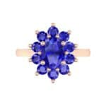 Lotus Oval Cluster Halo Blue Sapphire Ring (1.36 CTW) Top Flat View