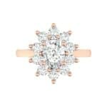 Lotus Oval Cluster Halo Diamond Ring (1.36 CTW) Top Flat View