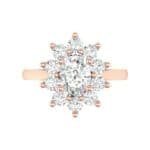 Lotus Oval Cluster Halo Diamond Ring (1.36 CTW) Top Flat View