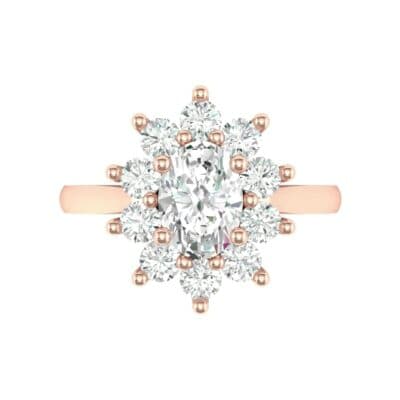 Lotus Oval Cluster Halo Diamond Ring (1.36 CTW) Top Flat View