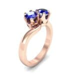 Two-Stone Blue Sapphire Bypass Engagement Ring (1 CTW) Perspective View