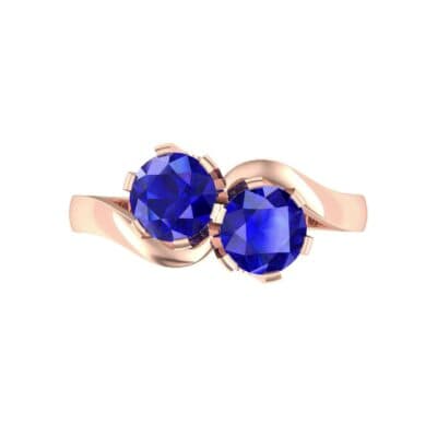 Two-Stone Blue Sapphire Bypass Engagement Ring (1 CTW) Top Flat View