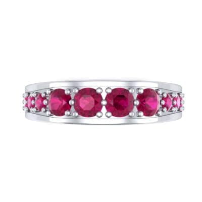 Round Brilliant Tapered Ruby Eternity Ring (1.98 CTW) Top Flat View