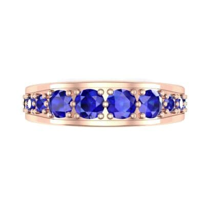 Round Brilliant Tapered Blue Sapphire Eternity Ring (1.98 CTW) Top Flat View