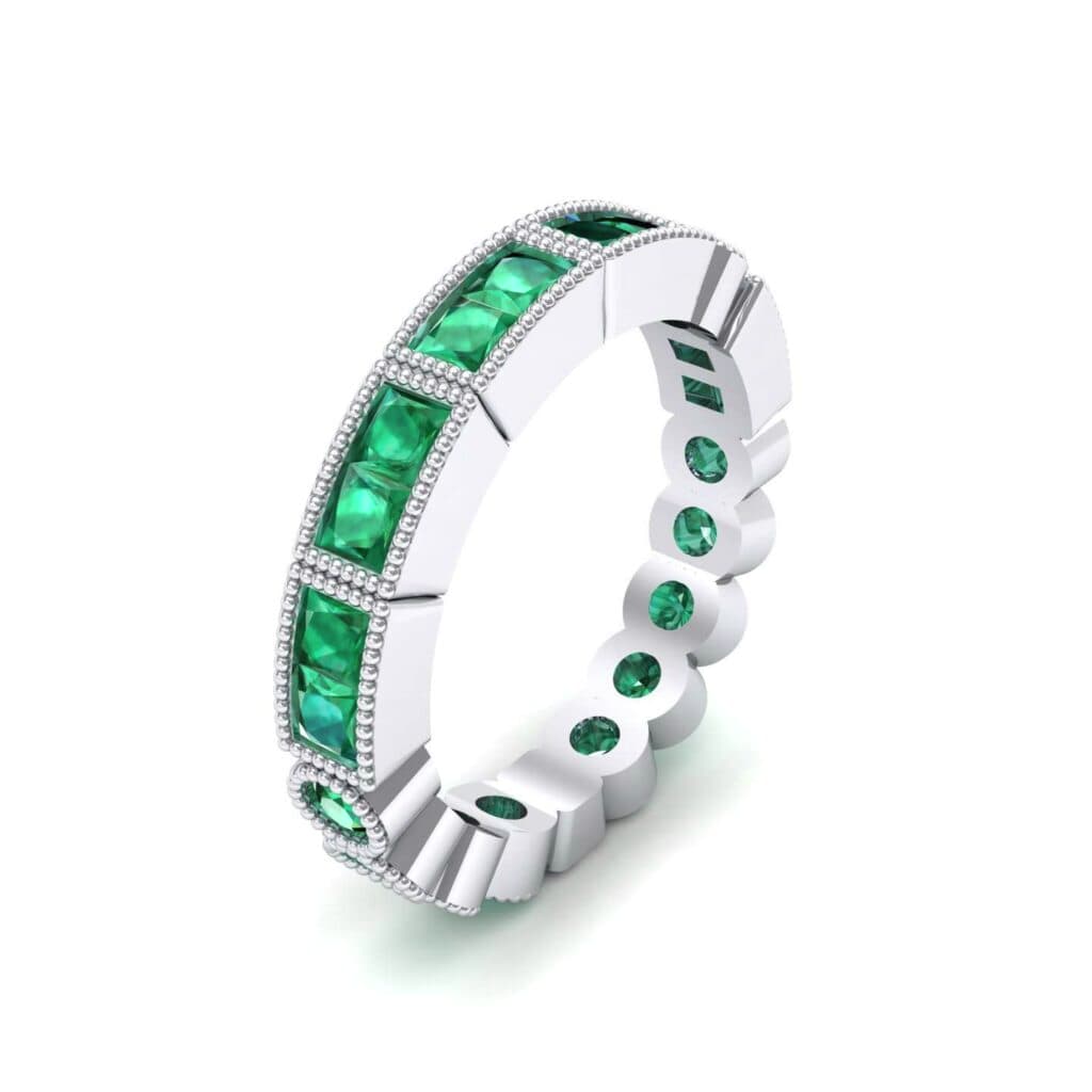 Lady Milgrain Bezel-Set Emerald Ring (1.5 CTW) 4750 Render 1 01 Camera1 Stone 1 Emerald 0 Floor 0 Metal 4 White Gold 0 Emitter Aqua Light 0