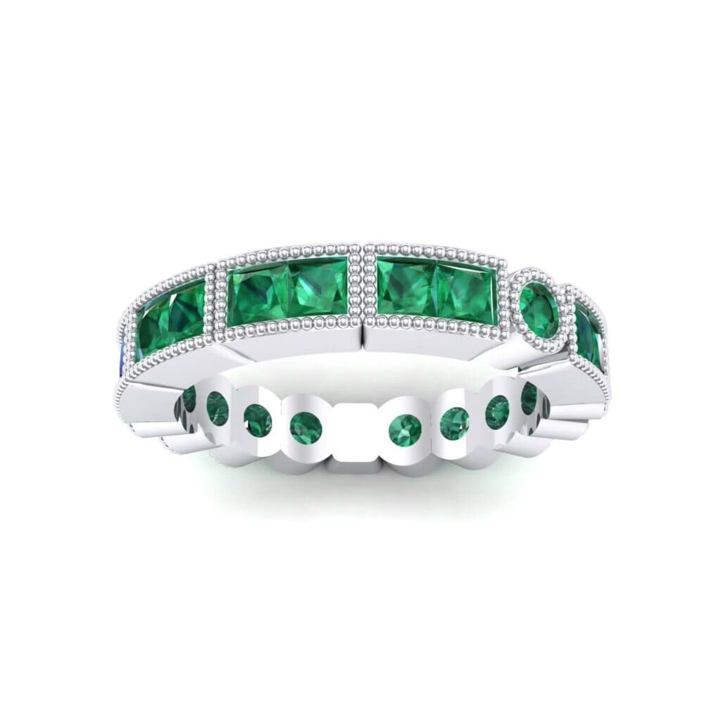 Lady Milgrain Bezel-Set Emerald Ring (1.5 CTW) 4750 Render 1 01 Camera2 Stone 1 Emerald 0 Floor 0 Metal 4 White Gold 0 Emitter Aqua Light 0