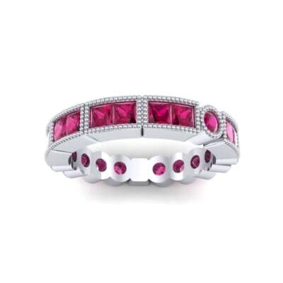 Lady Milgrain Bezel-Set Ruby Ring (1.5 CTW) Top Dynamic View