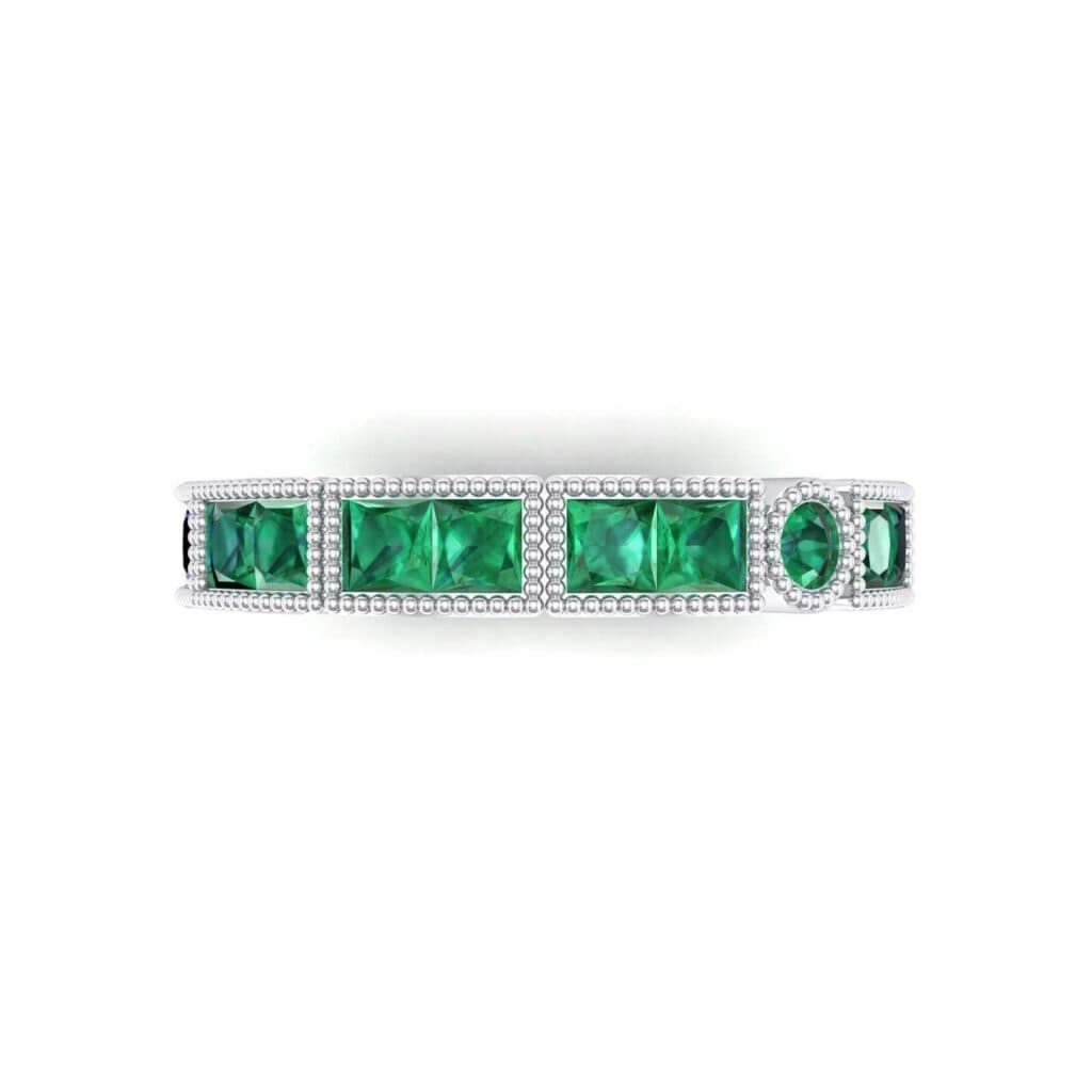 Lady Milgrain Bezel-Set Emerald Ring (1.5 CTW) 4750 Render 1 01 Camera4 Stone 1 Emerald 0 Floor 0 Metal 4 White Gold 0 Emitter Aqua Light 0