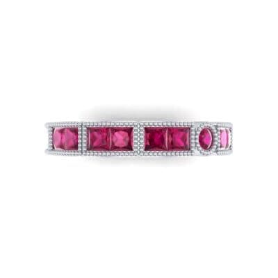 Lady Milgrain Bezel-Set Ruby Ring (1.5 CTW) Top Flat View