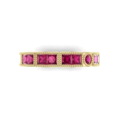 Lady Milgrain Bezel-Set Ruby Ring (1.5 CTW) Top Flat View