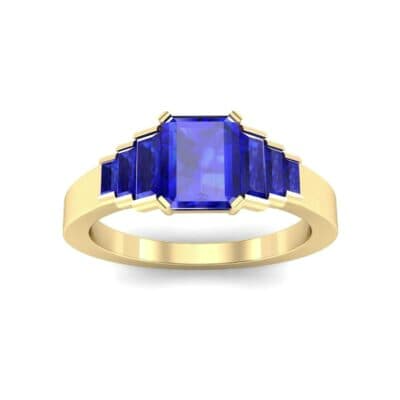 Stepped Baguette Blue Sapphire Engagement Ring (1.18 CTW) Top Dynamic View