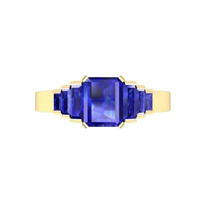 Stepped Baguette Blue Sapphire Engagement Ring (1.18 CTW) Top Flat View