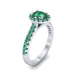 Oval Halo Emerald Engagement Ring (0.91 CTW) Perspective View