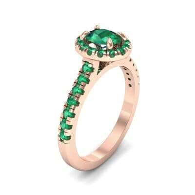 Oval Halo Emerald Engagement Ring (0.91 CTW) Perspective View
