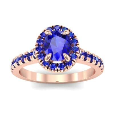 Oval Halo Blue Sapphire Engagement Ring (0.91 CTW) Top Dynamic View