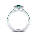 Oval Halo Emerald Engagement Ring (0.91 CTW) Side View