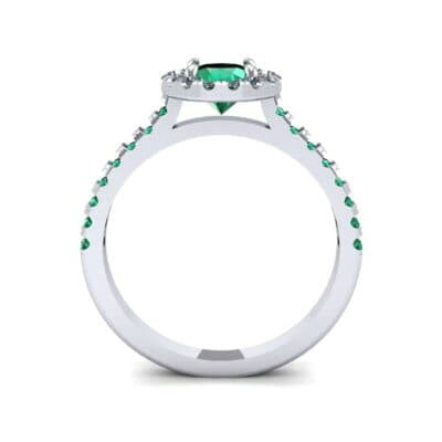 Oval Halo Emerald Engagement Ring (0.91 CTW) Side View