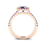 Oval Halo Blue Sapphire Engagement Ring (0.91 CTW) Side View