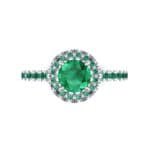 Oval Halo Emerald Engagement Ring (0.91 CTW) Top Flat View