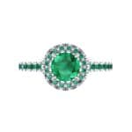 Oval Halo Emerald Engagement Ring (0.91 CTW) Top Flat View