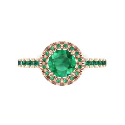 Oval Halo Emerald Engagement Ring (0.91 CTW) Top Flat View