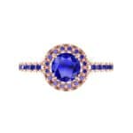 Oval Halo Blue Sapphire Engagement Ring (0.91 CTW) Top Flat View