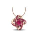 Lotus Oval Cluster Halo Ruby Pendant (1.82 CTW) Perspective View
