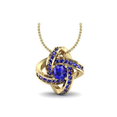 Lotus Oval Cluster Halo Blue Sapphire Pendant (1.82 CTW) Perspective View