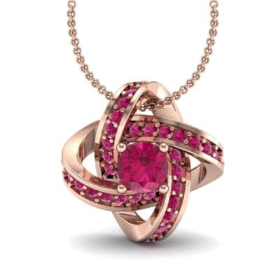 Lotus Oval Cluster Halo Ruby Pendant (1.82 CTW) Top Dynamic View
