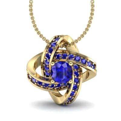 Lotus Oval Cluster Halo Blue Sapphire Pendant (1.82 CTW) Top Dynamic View