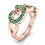 Pave Swirl Emerald Ring (0.38 CTW) Perspective View