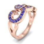 Pave Swirl Blue Sapphire Ring (0.38 CTW) Perspective View