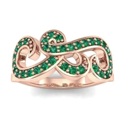 Pave Swirl Emerald Ring (0.38 CTW) Top Dynamic View