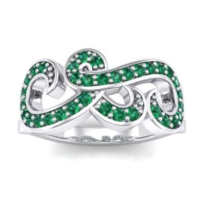 Pave Swirl Emerald Ring (0.38 CTW) Top Dynamic View