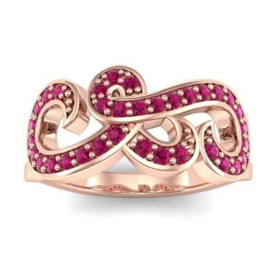 Pave Swirl Ruby Ring (0.38 CTW) Top Dynamic View