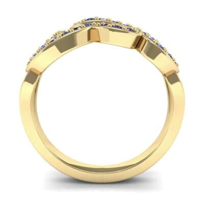 Pave Swirl Blue Sapphire Ring (0.38 CTW) Side View