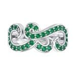 Pave Swirl Emerald Ring (0.38 CTW) Top Flat View