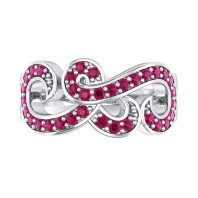 Pave Swirl Ruby Ring (0.38 CTW) Top Flat View