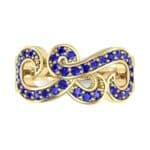 Pave Swirl Blue Sapphire Ring (0.38 CTW) Top Flat View