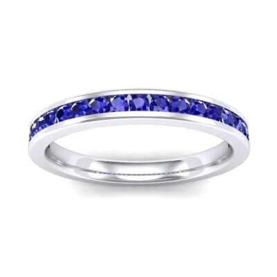 Thin Channel-Set Blue Sapphire Ring (0.38 CTW) Top Flat View