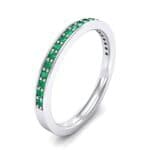 Thin Channel Pave Emerald Ring (0.24 CTW) Perspective View