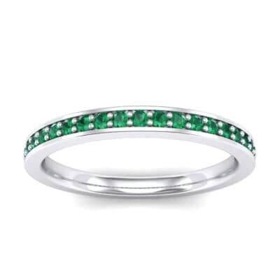 Thin Channel Pave Emerald Ring (0.24 CTW) Top Dynamic View