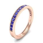 Medium Channel Pave Blue Sapphire Ring (0.36 CTW) Perspective View
