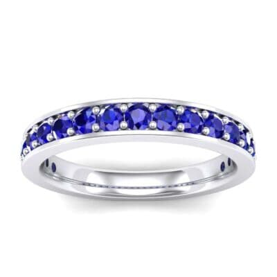 Medium Channel Pave Blue Sapphire Ring (0.88 CTW) Top Dynamic View