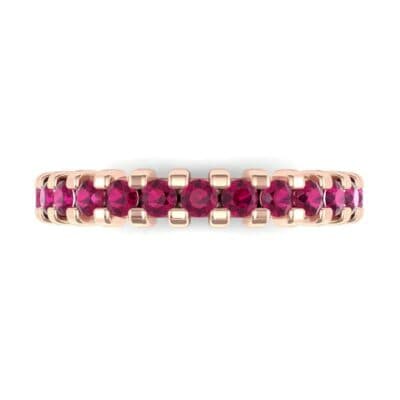 Extra-Thin Square Shared Prong Ruby Ring (0.18 CTW) Top Flat View